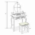 thumbnail image 7 of Cosmetic Table, Vanity Set for Teen Girls, Vanity Set with Cushioned Stool, Dressing Table with 4-Drawer 360-Degree Rotation Removable Mirror Dresser, S10409, 7 of 7