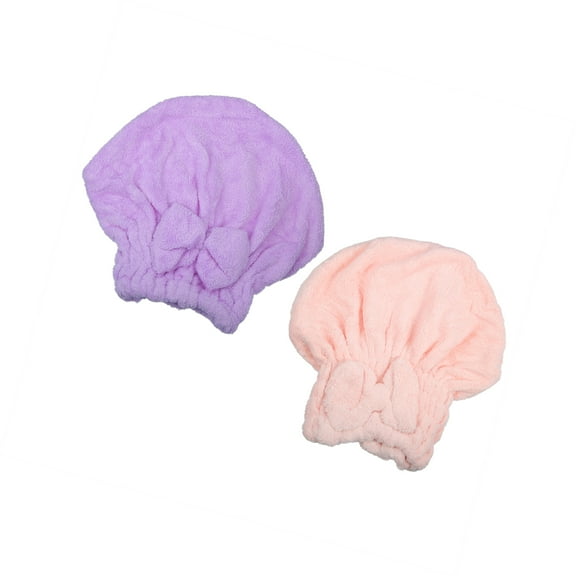 Vocoste 2Pcs Coral Fleece Hair Drying Towel Dry Cap Quick Drying Lightweight for After Bath Drying Hair Pink, Purple