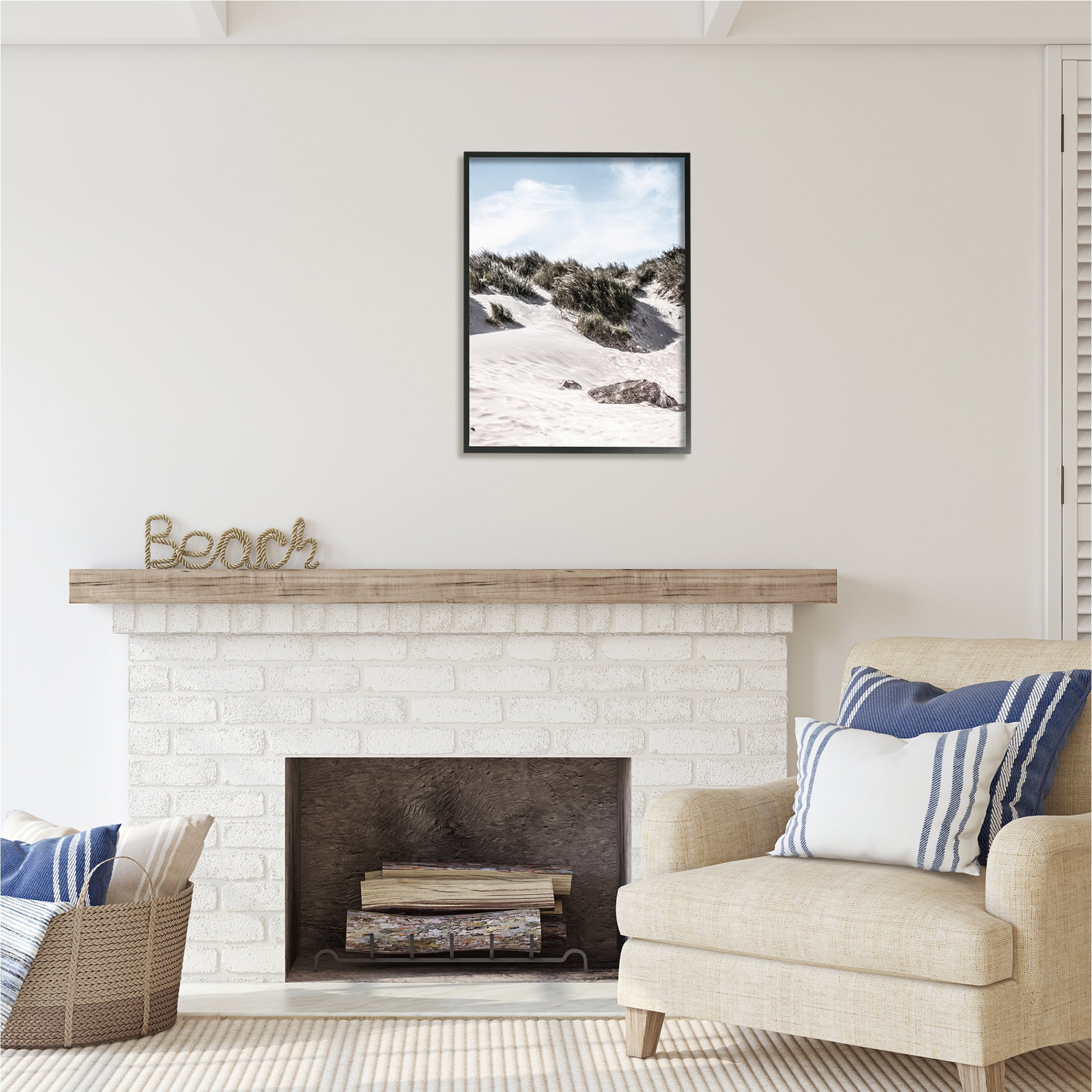 Stupell Industries Summer Sand Dunes Nature Photography Black Framed Art Print Wall Art, 24 x 30