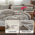 thumbnail image 4 of Simple&Opulence 100% Pure Linen Duvet Cover with Embroidered,Full Size(78"x 86"),3 Pieces Farmhouse Comforter Set with Button Closure,1 Duvet Cover and 2 Pillowshams(Light Grey), 4 of 8