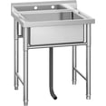 thumbnail image 1 of Commercial Stainless Steel Freestanding Utility Sink Single Bowl Heavy-Duty for Garage Laundry Kitchen Restaurant Easy Clean Anti-Splash Adjustable Legs, 1 of 8