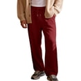 thumbnail image 6 of Mens Baggy Pants Drawstring Stretch Loose Fit Wide Leg Streetwear Pants with Pockets Red M, 6 of 7