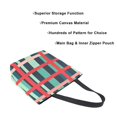 thumbnail image 3 of FORMRS Womens Canvas Tote Bag with Zipper Inner Pocket Shoulder Handbag, Green Plaid, 3 of 7