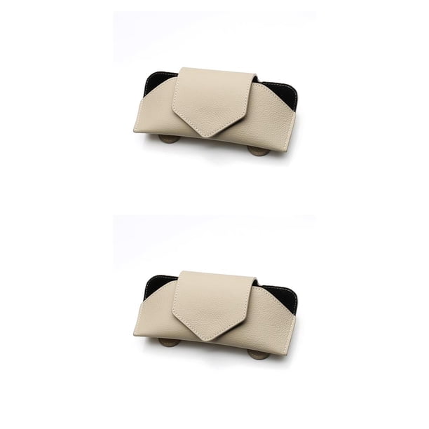 Speravity Funda de cuero con clip para gafas de sombra de sol para coche, soporte para llave de tarjeta Interior de automóvil universal para camión, Beige 2piezas Speravity CBP294826