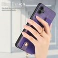 thumbnail image 4 of Dteck for Samsung Galaxy A34 5G Zipper Wallet Case, Shockproof with Card Holders Flip Premium PU Leather Card Slots with 360°Rotation Ring Stand Protective Phone Cover, purple, 4 of 8
