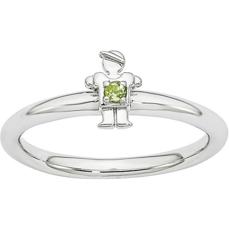 Stackable Expressions Peridot Sterling Silver Rhodium Boy Ring
