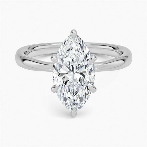 Dash Jewel 2.1 Ct VVS1/D Marquise Cut Lab Created Simulated Diamond Rings - Silver 14K White Gold Plated Rings - Solon Stone Simple Diamond Rings for Women's - Simple Diamond Rings for Women's