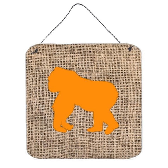 6 x 6 in. Gorilla Burlap and Orange Aluminium Metal Wall Or Door Hanging Print