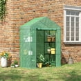 thumbnail image 2 of 56" x 29" x 77" Walk-in Greenhouse, Garden Hot House with 3 Tier Shleves, Roll-Up Door and PE Cover, Green, 2 of 7