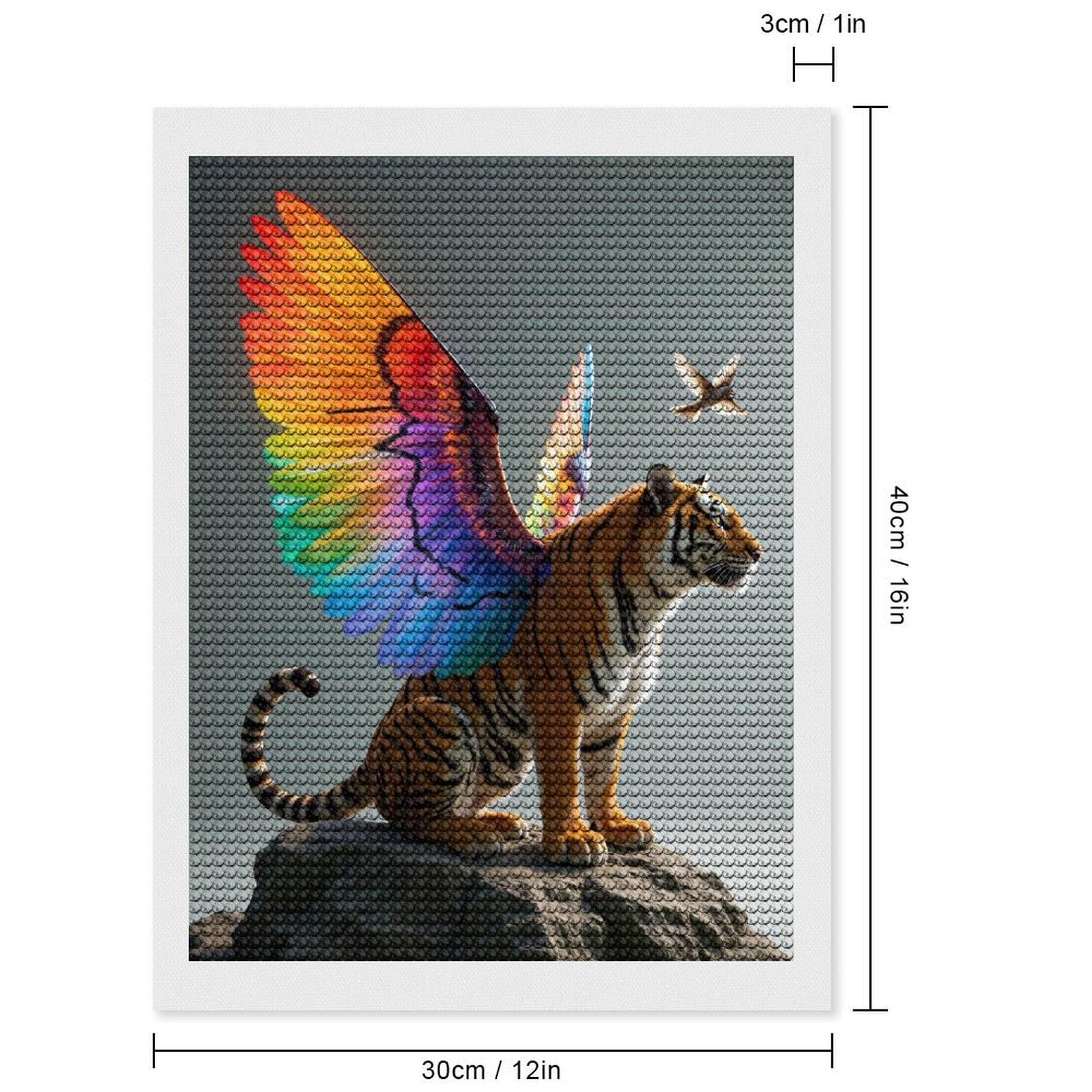 Diamond Art Kits for Adults, Tiger Rainbow Wings Rock Bird 5D Diamond Painting Kits for Adults Beginners, DIY Full Drill Diamond Painting, Gem Art and Crafts 12x16