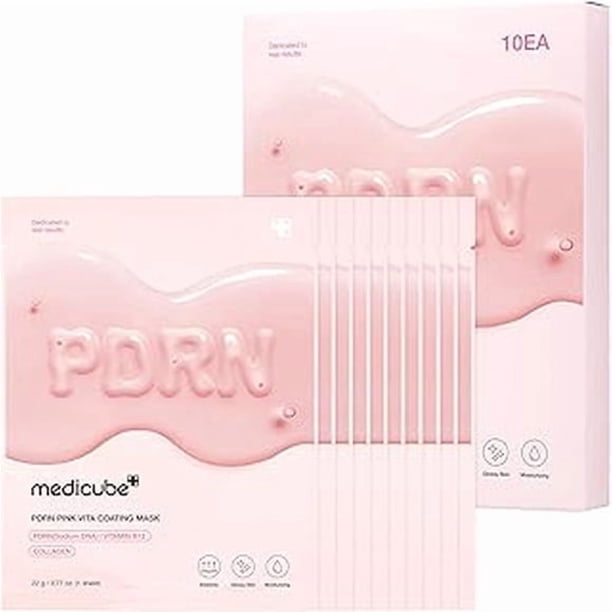 Salmon DNA PDRN Pink Vita Coating Sheet Mask 10EA - Korean sheet mask for glass skin - Luxurious Home care Mask for Hydration, Firming, and Balanced Skin, Korean Skin Care (22g/0.77oz x 10ea)