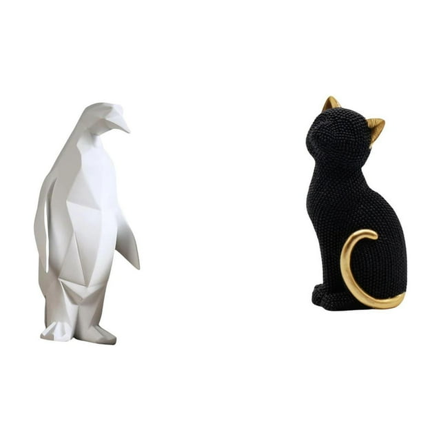Escultura de pingüino,Escultura de pingüino para decoración nórdica del hogar,Figura de escritorio,Estatua de gato,linda estantería,escritorio,decoración del hogar,Figura decorativa