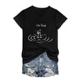 thumbnail image 2 of Active Tops Women T-Shirts I'm Fine Tee Shirt Funny Graphic T Shirts For Women Loose Fit Sarcastic Saying Black M, 2 of 4