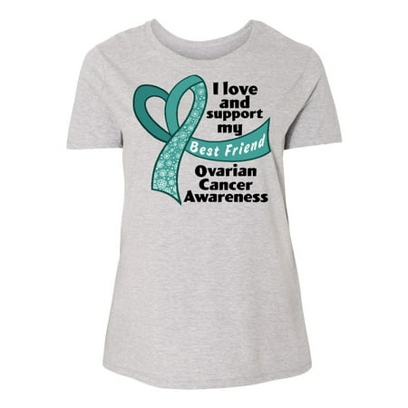 I Love and Support My Best Friend with Teal Ribbon Heart Women's Plus Size