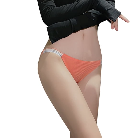 Panties for Women,Fashion Striped Ice Silk Hollow Briefs for Women Comfortable Breathable Seamless Panties,Womens Underwear,Orange,L