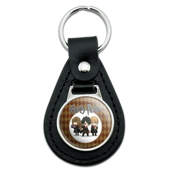 Harry Potter Anime Characters Black Leather Keychain