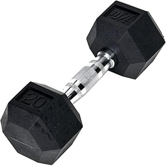 JFIT Rubber Hex Dumbbells - 8 Size Options - Hex Shaped Heads Prevent Rolling and Injury - Ergonomic Hand Weights for Exercise, Muscle, Strength and Weight Training