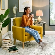 Modern Accent Fabric Chair Single Sofa Comfy Upholstered Arm Chair Living Room Furniture Mustard Yellow