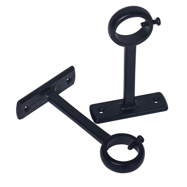 Ceiling Mounted Curtain Rod Brackets, Heavy Duty Ceiling Bracket for 1 Inch Curtain Rod Holder(Set of 10, Black)