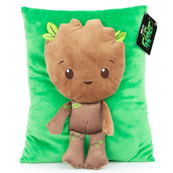 Marvel Guardians Of The Galaxy Groot Green 3D Snuggle Pillow, 100% Velboa Microfiber