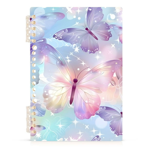 Butterflies and Stars Spiral Journal Notebook College Ruled Notebook 8.3" x 5.7" A5 Lined Thick Paper Page