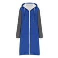 thumbnail image 3 of Olyvenn Long Hoodies for Women Zip Up Plus Size Long Sleeve Sweatshirts Oversized Dressy Casual Jacket Coat with Pockets Blue XL, 3 of 5