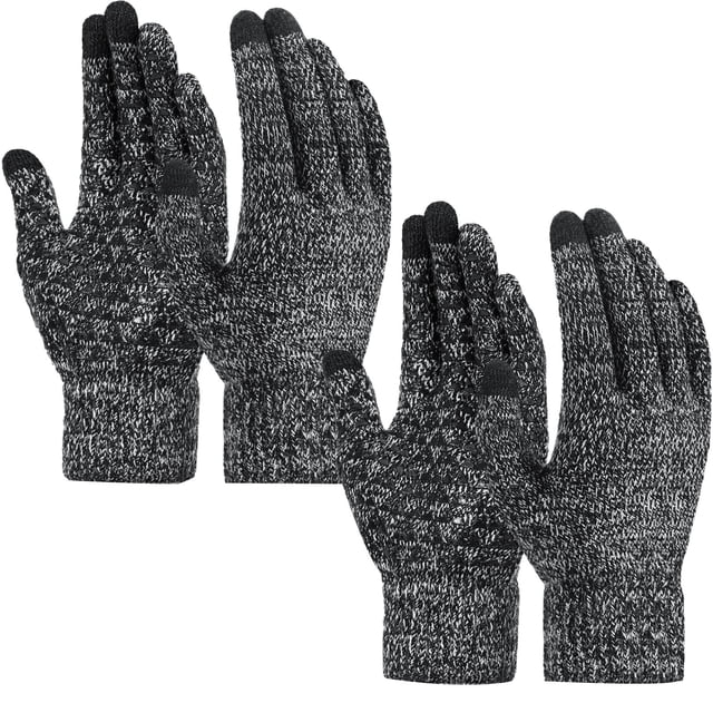 PMVFHDE Thermal Gloves Unisex 2 Pairs Upgraded Screen Cold Weather Warm Knit For Running Driving