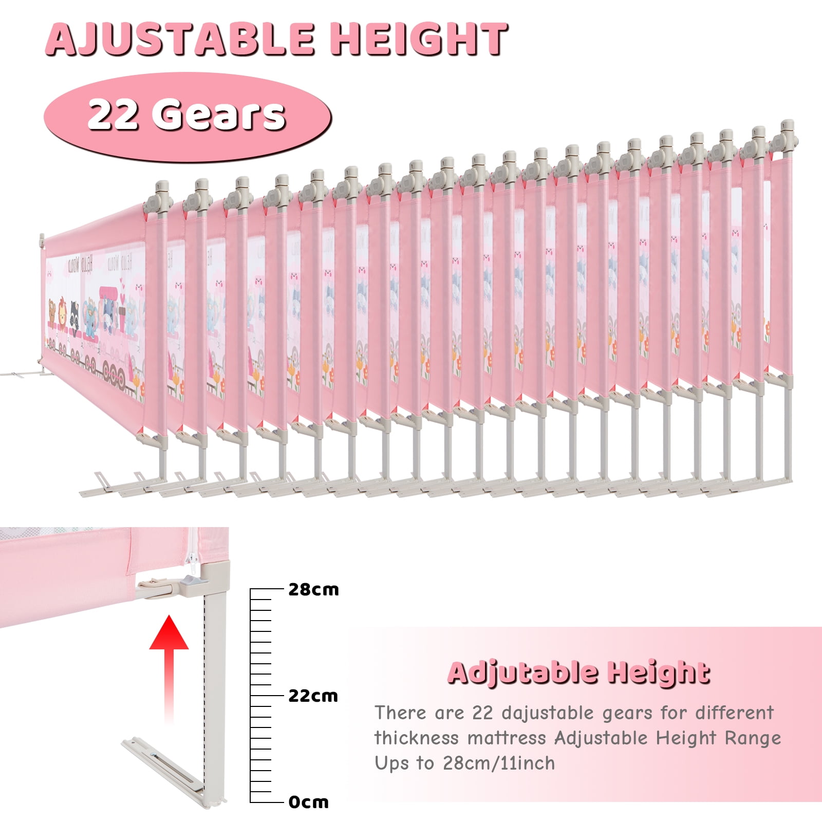 Fitnate Bed Rail for Toddlers Upgraded Bed Guard Rail Baby Boys Girls Protector