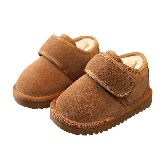 Otqutp Toddler Baby Faux Fu𝗿 Lined Booties Little Girls Boys Plush Warm Winter Boots Water-Resistant Barefoot Walking Shoes