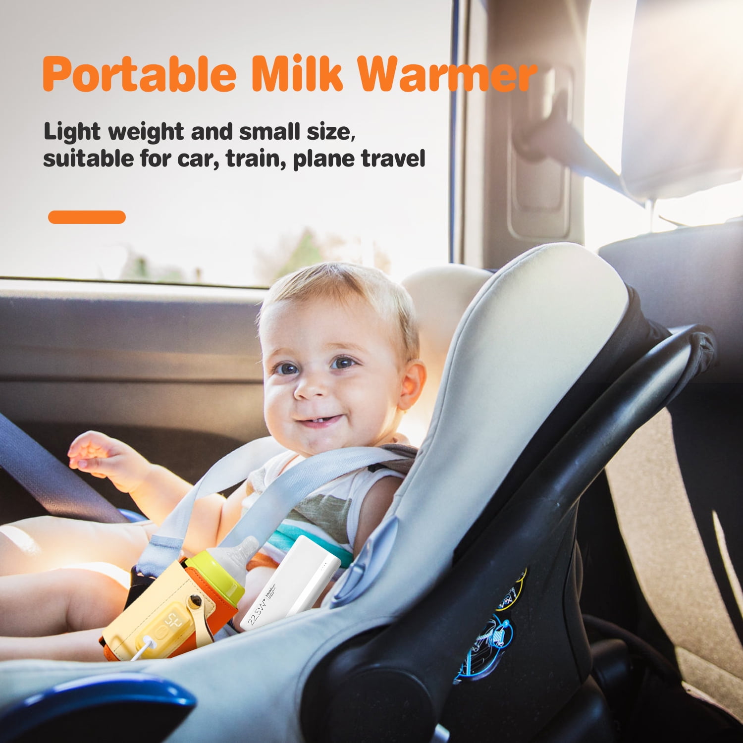 Portable Toddler Milk Warmer 5 Temperature Adjustable TeqHome Handhold Bottle Warmer with Fast Charge Adapter for Outdoor Car Travel