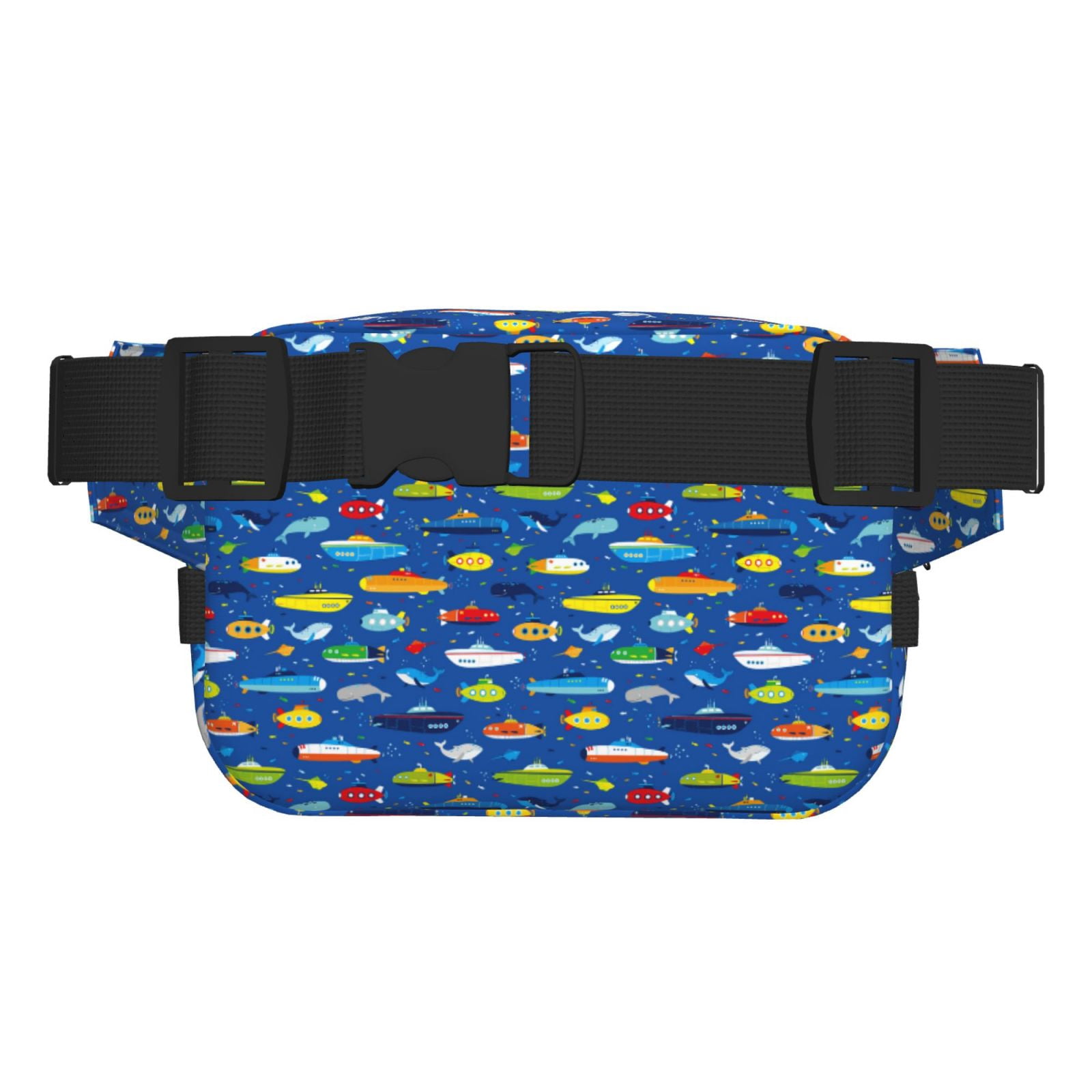 Picia Submarines And Whales Print Square Double-Layer Waist Bag Mini Adjustable Waist Belt Bag Exercise Running Travel Hiking