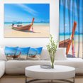 thumbnail image 1 of Tropical Beach with Boat - Seashore Photo Canvas Art Print, 1 of 3
