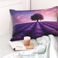 thumbnail image 4 of KLL Lavender Field Sunset Pillow Covers Envelope Closure,Super Soft and Cozy Fuzzy Fleece Pillow Case Cover 16"x24", 4 of 5