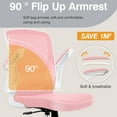 thumbnail image 6 of COOLHUT Office Chair, Ergonomic Office Chair, Comfort Home Office Task Chair, Lumbar Support Computer Chair with Flip-up Arms and Adjustable Height, 300LBS, Pink, 6 of 9