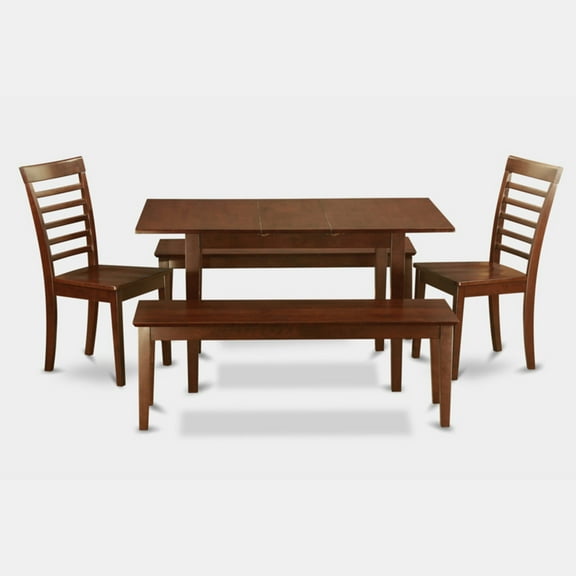 East West Furniture Norfolk 5-piece Wood Kitchen Table and Chairs in Mahogany