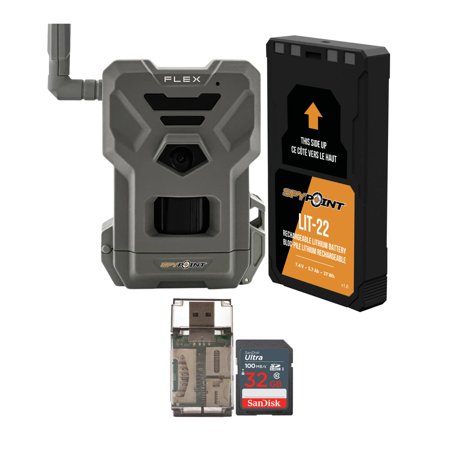 Spypoint FLEX Cellular 33MP 1080P Dual-sim Trail Camera (Gray) w/Battery Bundle