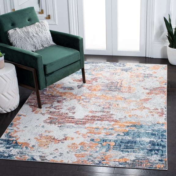 SAFAVIEH Crystal Raquel Abstract Area Rug, Ivory/Blue, 8' x 10'