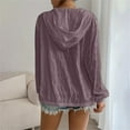 thumbnail image 4 of Jxximdong Fashion Coat for Women, Lightweight Hoodies Zip Up Fall Casual Jacket Fashion Long Sleeve Solid Color Sweatshirts Outerwear , Women's Coats Purple, 4 of 6