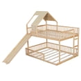 thumbnail image 6 of Harper & Bright Designs Floor House Bunk Bed Frame Full XL Over Queen Size with Slide, Wood Bunk Bed Frame with Roof for Boys and Girls, Natural, 6 of 10