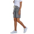 thumbnail image 6 of BUIGTTKLOP Bermuda Jean Shorts for Women Long Knee Length Drawstring High Waisted Stretch Denim Shorts, 6 of 6