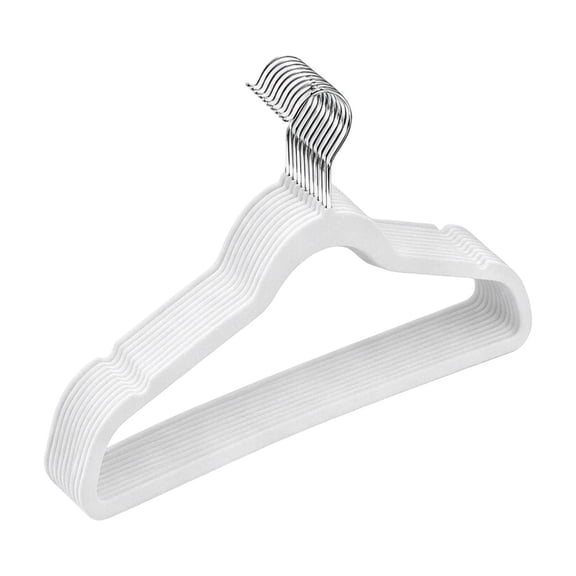 10 Pcs Space-Saving Non-Slip Velvet Hangers with Notched Shoulders and Bottom Bar for Closet Organization, Suitable for Shirts, Dresses, Pants, and Coats