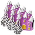 thumbnail image 1 of Dije halloween casa plata CharmHauntedHouse 3Pzas Plata S925 Chapa Charm Separador Casa embrujada con araña Morado/Amari, 1 of 2