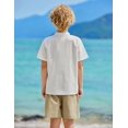 thumbnail image 2 of Arshiner Boy's 2 Pieces Summer Shorts Outfits Linen Set Casual Henley Shirts Short Sleeve Top and Short, 2 of 6