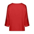 thumbnail image 4 of Fewfanhot Womens Fashion Silk Satin Tops Cap Three-Quarter Sleeve Blouse V Neck Shirts Business Casual Outfits, 4 of 7