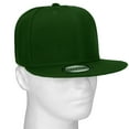thumbnail image 5 of Classic Snapback Hat Cap Hip Hop Style Flat Bill Blank Solid Color Adjustable Size Hunter Green, 5 of 5