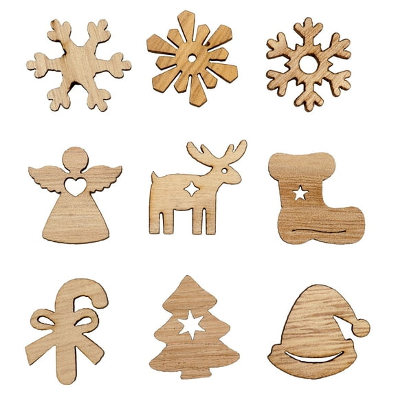 Gymnture Christmas Wooden Cutouts Xmas Tree Decorations Ornaments - 1 Bag