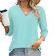 thumbnail image 4 of Babysbule Women's Casual V-Neck 3/4 Sleeve T-Shirt Soft Comfy Loose Fit Blouse for Daily Wear Home Office, 4 of 6
