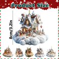 thumbnail image 3 of Clearance Under $1, 1 Pcs Christmas House Santa Flat Ornament, 2D Hanging Decor, Acrylic Pendant for Tree and Holiday Decoration, 8cm(D), 3 of 7