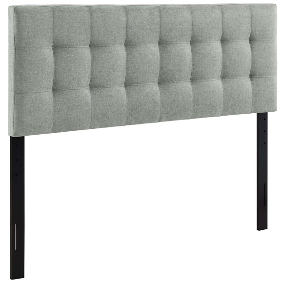 Cabecero completo Modway Lily, tela de lino con mechones, gris