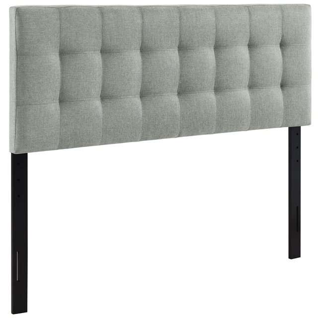 Cabecero completo Modway Lily, tela de lino con mechones, gris